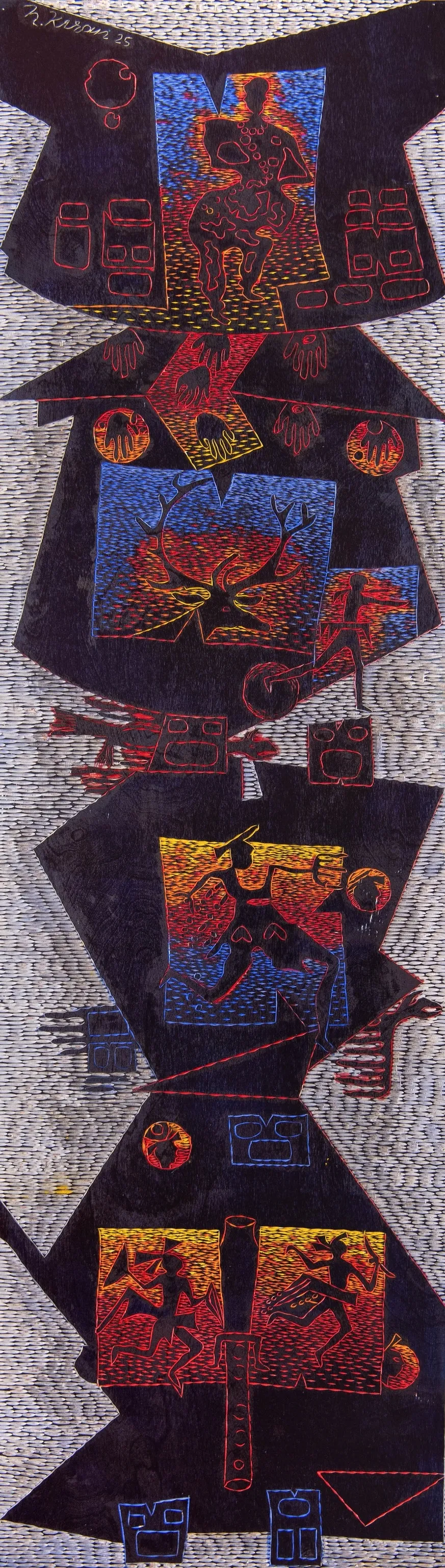"Çatalhöyük serisi - I" eseri HASAN KIRAN tarafından 2025 yılında 176x50 cm ölçülerinde Ahşap oyma, boyama tekniği ile yapılmıştır.