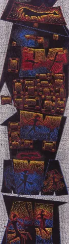 HASAN KIRAN — “Çatalhöyük serisi - III”, 2025 "Çatalhöyük serisi - III" eseri HASAN KIRAN tarafından 2025 yılında 176x50 cm ölçülerinde Ahşap oyma, boyama tekniği ile yapılmıştır.