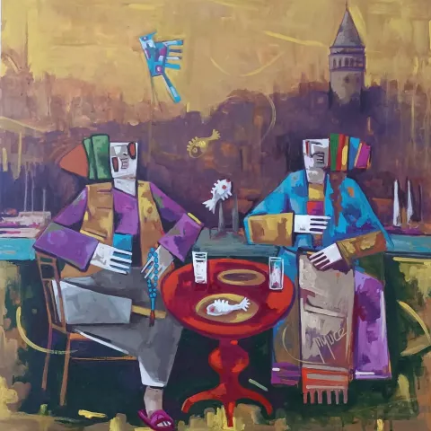 MEHMET YÜCEL — “İsimsiz”, 2026 "İsimsiz" eseri MEHMET YÜCEL tarafından 2026 yılında 60x60 cm ölçülerinde Tuval üzeri akrilik boya tekniği ile yapılmıştır.
