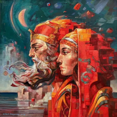ADEM BAŞPINAR — “Devr”, 2026 "Devr" eseri ADEM BAŞPINAR tarafından 2026 yılında 50x50 cm ölçülerinde Tuval üzeri akrilik boya tekniği ile yapılmıştır.