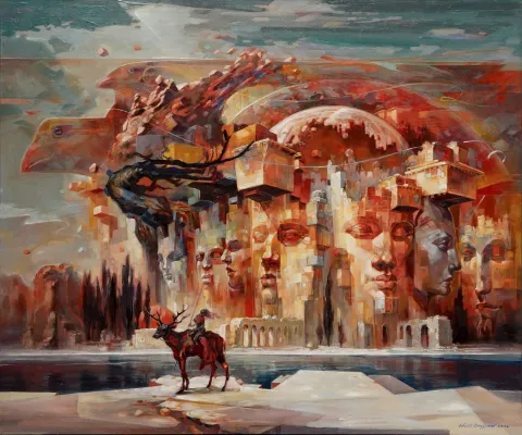 ADEM BAŞPINAR — “Yordam - III”, 2026 "Yordam - III" eseri ADEM BAŞPINAR tarafından 2026 yılında 100x120 cm ölçülerinde Tuval üzeri akrilik boya tekniği ile yapılmıştır.