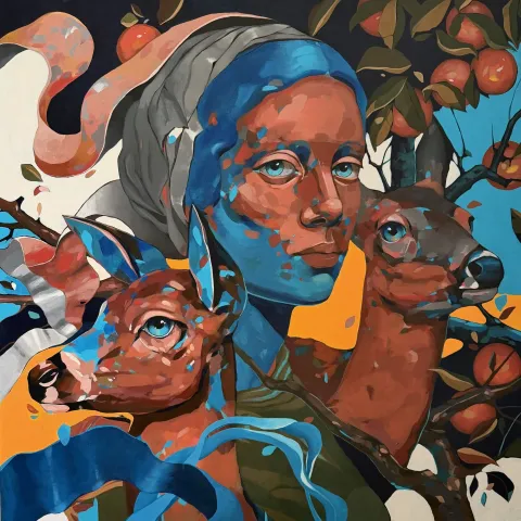 SEMA ÖCAL — “Gaia”, 2026 "Gaia" eseri SEMA ÖCAL tarafından 2026 yılında 80x80 cm ölçülerinde Tuval üzeri akrilik boya tekniği ile yapılmıştır.