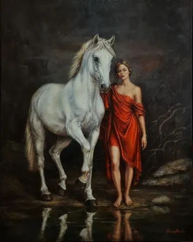 HEDİYE AKOĞLU — “Bright Night”, 2026 "Bright Night" eseri HEDİYE AKOĞLU tarafından 2026 yılında 100x80 cm ölçülerinde Tuval üzeri yağlı boya tekniği ile yapılmıştır.