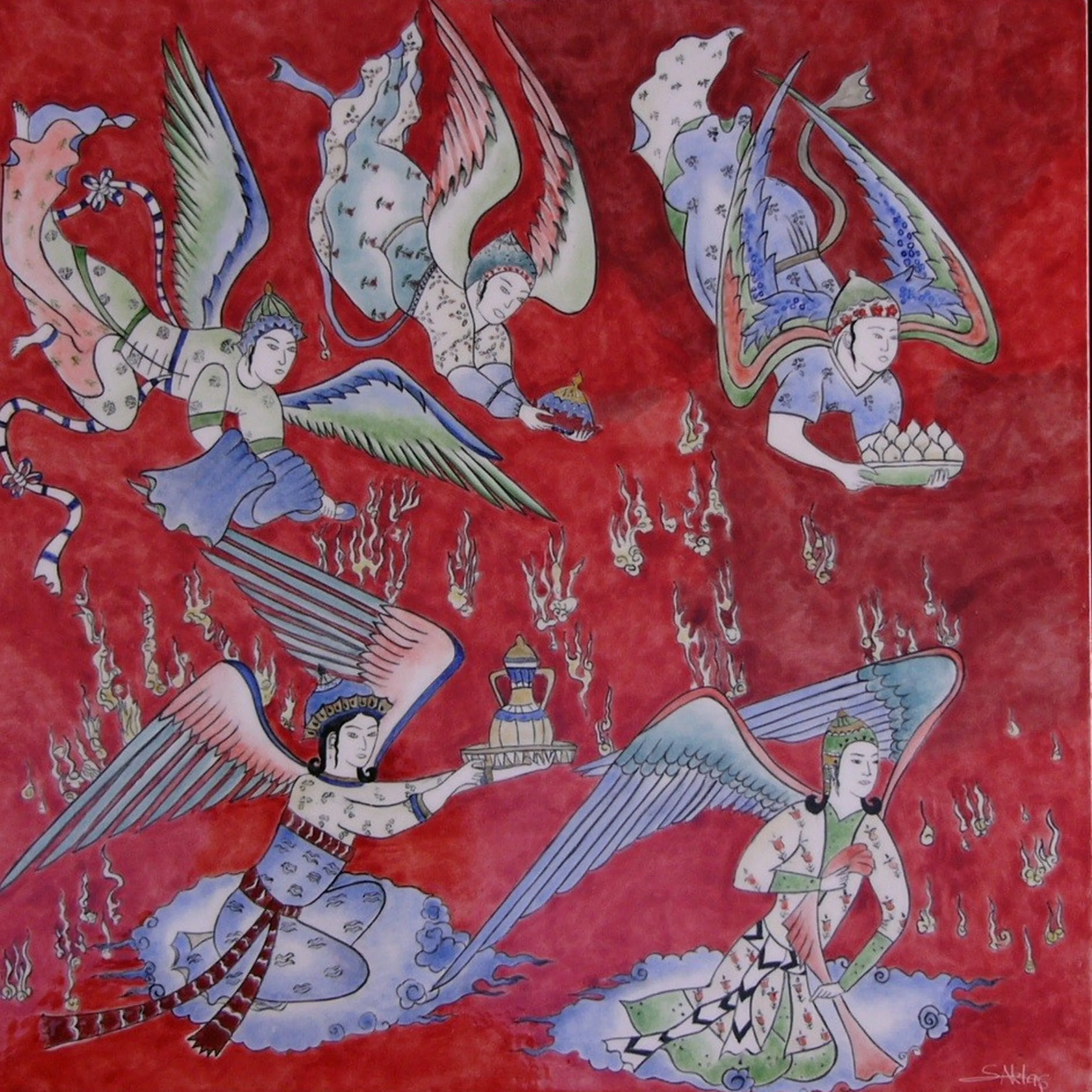 "Yükseliş" eseri SUNA AKTAŞ tarafından 2026 yılında 40x40 cm ölçülerinde Çini, sıraltı tekniği ile yapılmıştır.