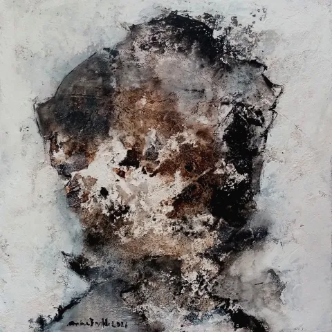 EMİNE BIYIKLI — “Kayıt dışı serisi”, 2026 "Kayıt dışı serisi" eseri EMİNE BIYIKLI tarafından 2026 yılında 50x50 cm ölçülerinde Tuval üzeri karışık teknik tekniği ile yapılmıştır.
