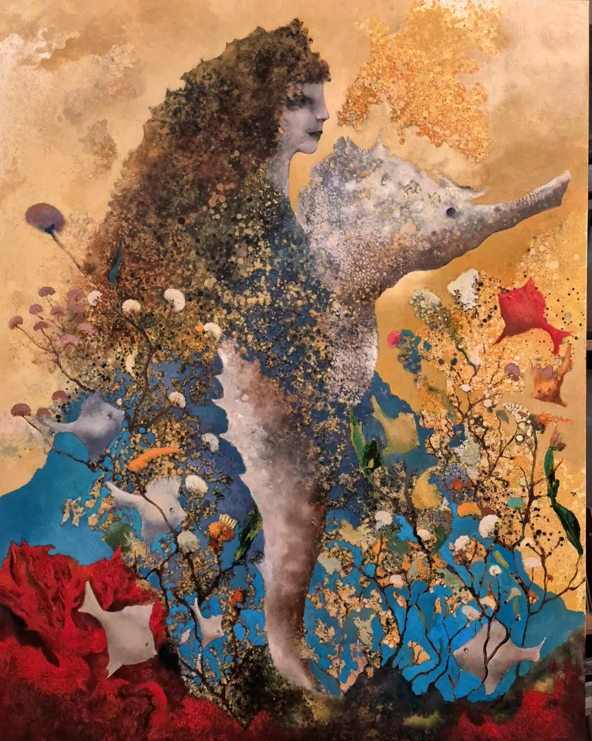 yakınlaştır "Thetis'in rüyası" eseri EROL PELİOĞLU tarafından 2026 yılında 150x120 cm ölçülerinde Tuval üzeri yağlı boya tekniği ile yapılmıştır.