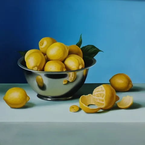 HAKAN TOMAR — “Limonlar”, 2026 "Limonlar" eseri HAKAN TOMAR tarafından 2026 yılında 50x50 cm ölçülerinde Tuval üzeri yağlı boya tekniği ile yapılmıştır.