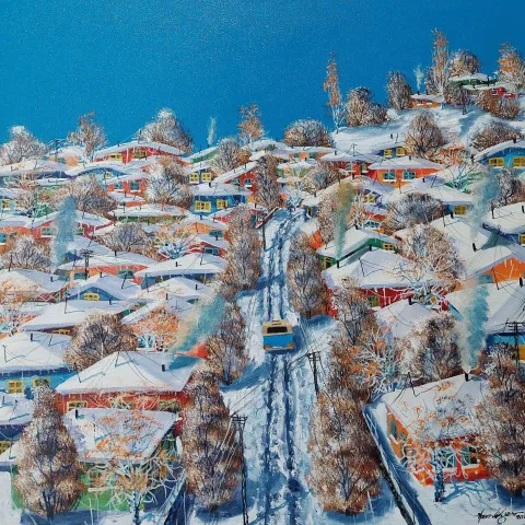 HAMDİ ESER — “Untitled”, 2025 "İsimsiz" eseri HAMDİ ESER tarafından 2025 yılında 50x50 cm ölçülerinde Tuval üzeri yağlı boya tekniği ile yapılmıştır.