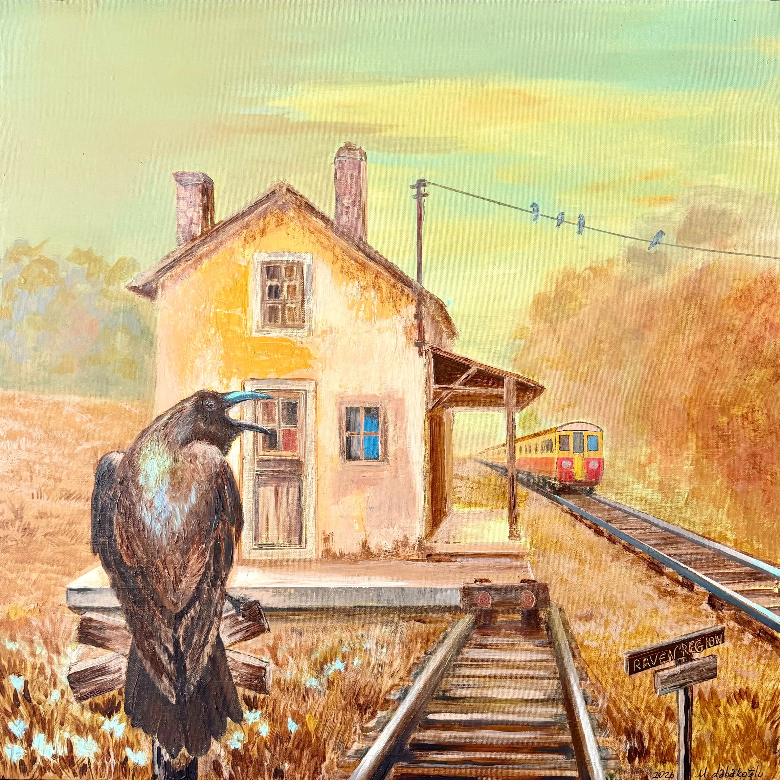 "Kuzgun bölgesi" eseri MEHMET YILDIRIM DABAKOĞLU tarafından 2026 yılında 60x60 cm ölçülerinde Tuval üzeri akrilik boya tekniği ile yapılmıştır.