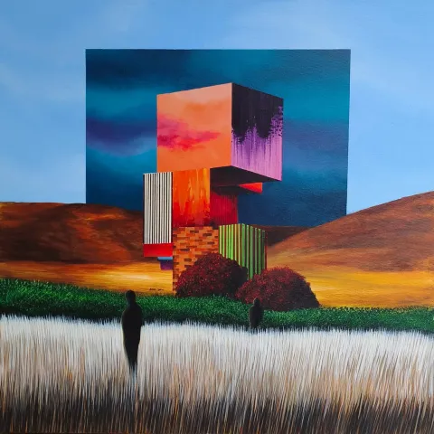 ARDA SELİM — “Geçiş Alanı”, 2026 "Geçiş Alanı" eseri ARDA SELİM tarafından 2026 yılında 60x60 cm ölçülerinde Tuval üzerine akrilik boya tekniği ile yapılmıştır.