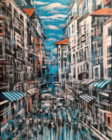 "Balat" eseri AYHAN ÇETİN tarafından 2026 yılında 100x80 cm ölçülerinde Tuval üzeri akrilik boya tekniği ile yapılmıştır.