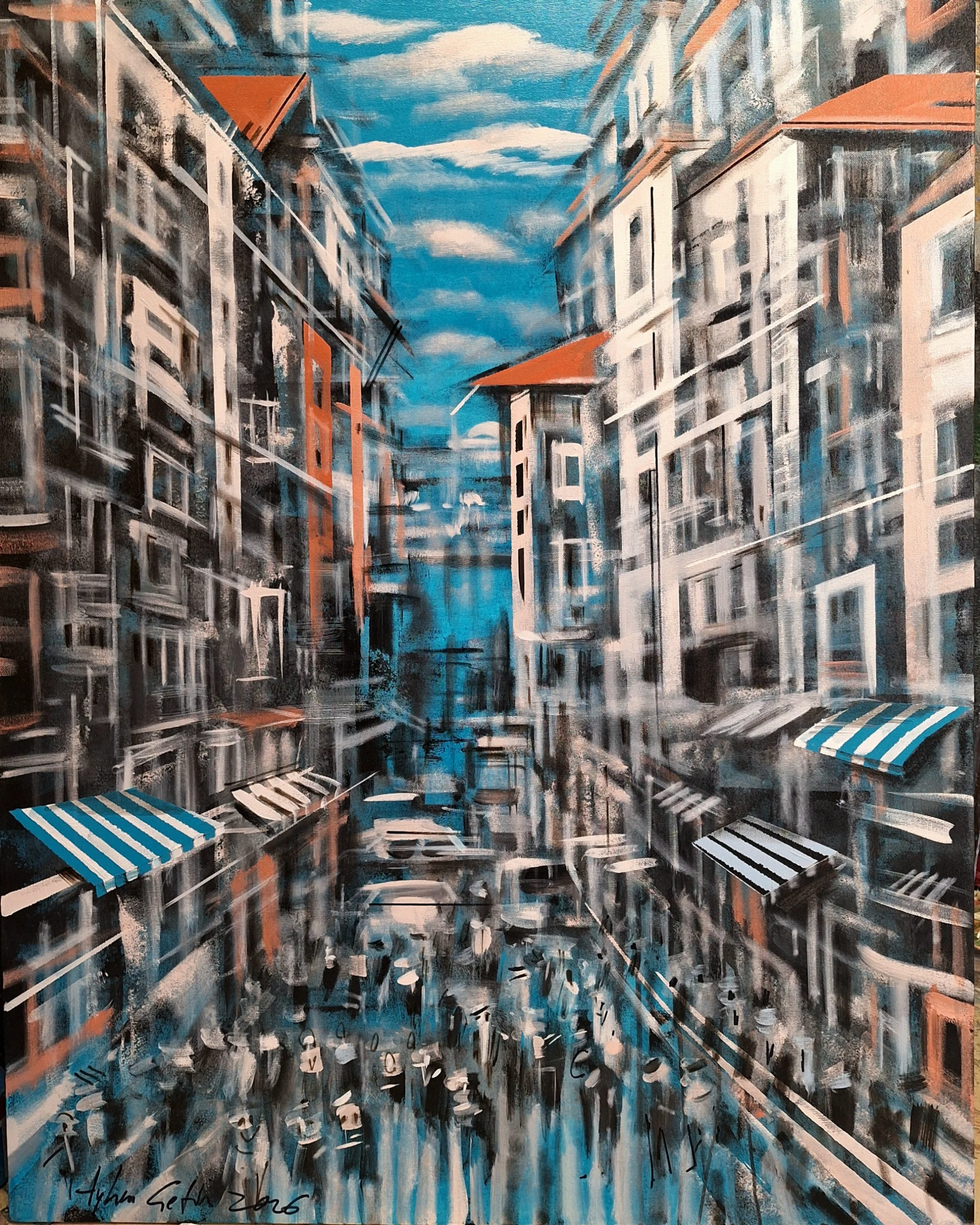 "Balat" eseri AYHAN ÇETİN tarafından 2026 yılında 100x80 cm ölçülerinde Tuval üzeri akrilik boya tekniği ile yapılmıştır.