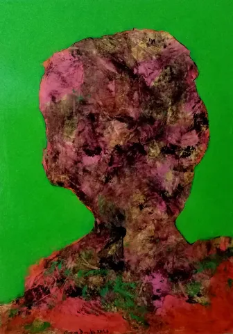 "Ritüel serisi, blues" eseri EMİNE BIYIKLI tarafından 2026 yılında 100x70 cm ölçülerinde Tuval üzeri akrilik boya tekniği ile yapılmıştır.