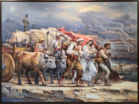 "Kuvayi Milliye" eseri ADEM BAŞPINAR tarafından 2026 yılında 180x240 cm ölçülerinde Tuval üzeri akrilik boya tekniği ile yapılmıştır.