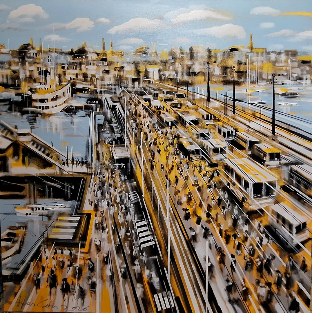 AYHAN ÇETİN — “Eminönü”, 2026 "Eminönü" eseri AYHAN ÇETİN tarafından 2026 yılında 100x100 cm ölçülerinde Tuval üzeri akrilik boya tekniği ile yapılmıştır.