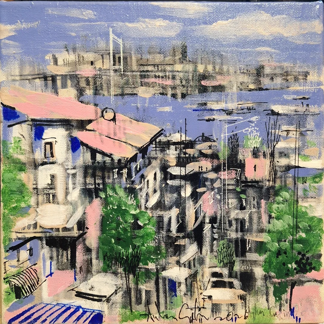 yakınlaştır "Balat" eseri AYHAN ÇETİN tarafından 2026 yılında 25x25 cm ölçülerinde Tuval üzeri akrilik boya tekniği ile yapılmıştır.