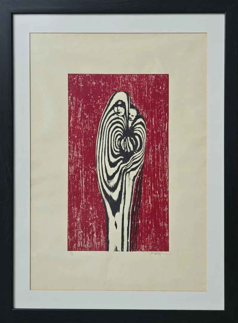 yakınlaştır "Kadın Ve Çocuğu" eseri MUAMMER BAKIR tarafından 61x45 cm ölçülerinde Ağaç Baskı (Ed. 2/3) tekniği ile yapılmıştır.