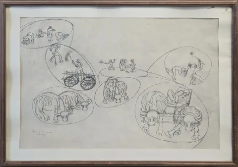 İBRAHİM BALABAN — “Öküzlü Hasat”, 1977 "Öküzlü Hasat" eseri İBRAHİM BALABAN tarafından 1977 yılında 47x67 cm ölçülerinde Kağıt üzeri desen tekniği ile yapılmıştır.