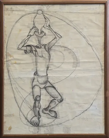İBRAHİM BALABAN — “Testiden Su Içen Adam”, 1965 "Testiden Su Içen Adam" eseri İBRAHİM BALABAN tarafından 1965 yılında 73x58 cm ölçülerinde Kağıt üzeri desen tekniği ile yapılmıştır.