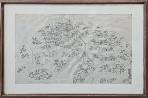 İBRAHİM BALABAN — “Hasat Mevsimi”, 1977 "Hasat Mevsimi" eseri İBRAHİM BALABAN tarafından 1977 yılında 33x50 cm ölçülerinde Kağıt üzeri desen tekniği ile yapılmıştır.