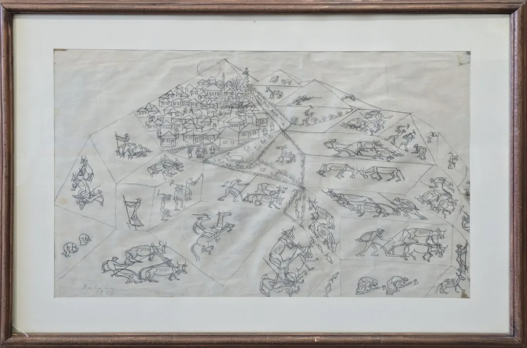 yakınlaştır "Hasat Mevsimi" eseri İBRAHİM BALABAN tarafından 1977 yılında 33x50 cm ölçülerinde Kağıt üzeri desen tekniği ile yapılmıştır.