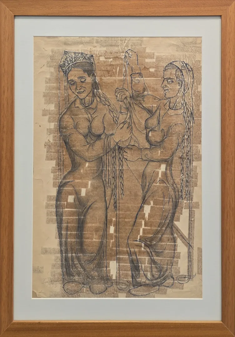 İbrahim Balaban — Kraliçe ve Nedime, kağıt üzerine desen, 56×39 cm