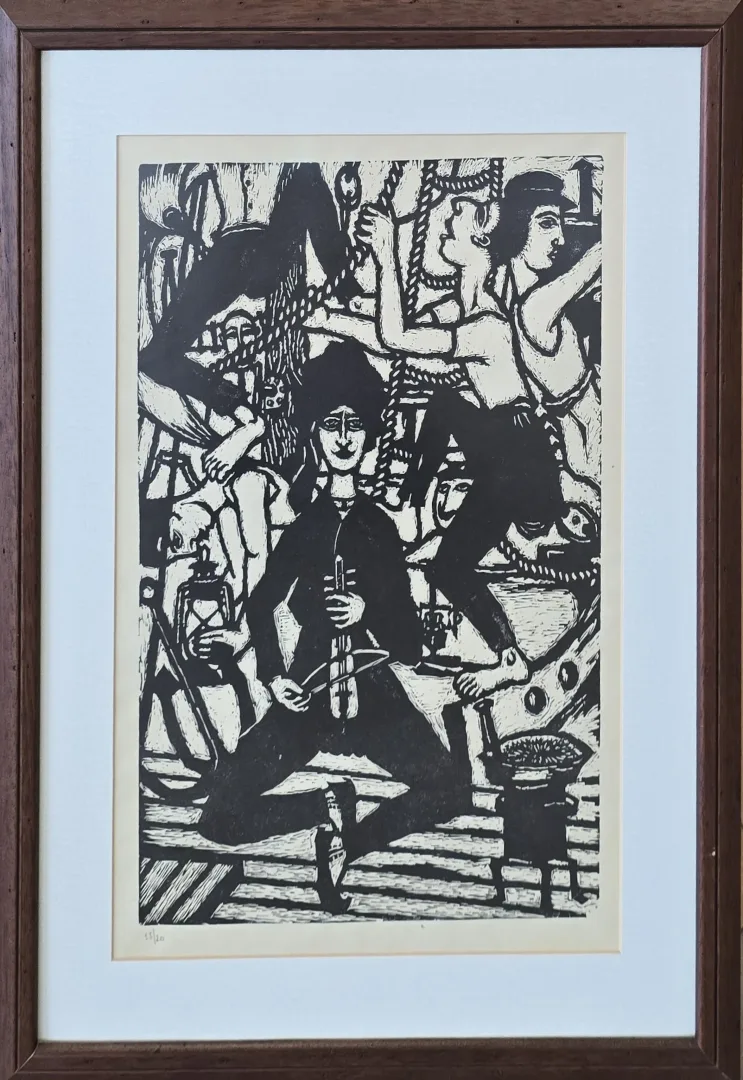 yakınlaştır "Lazlar" eseri TURGUT ZAİM tarafından 1982 yılında 48x33 cm ölçülerinde Gravür (Ed. 13/20) tekniği ile yapılmıştır.