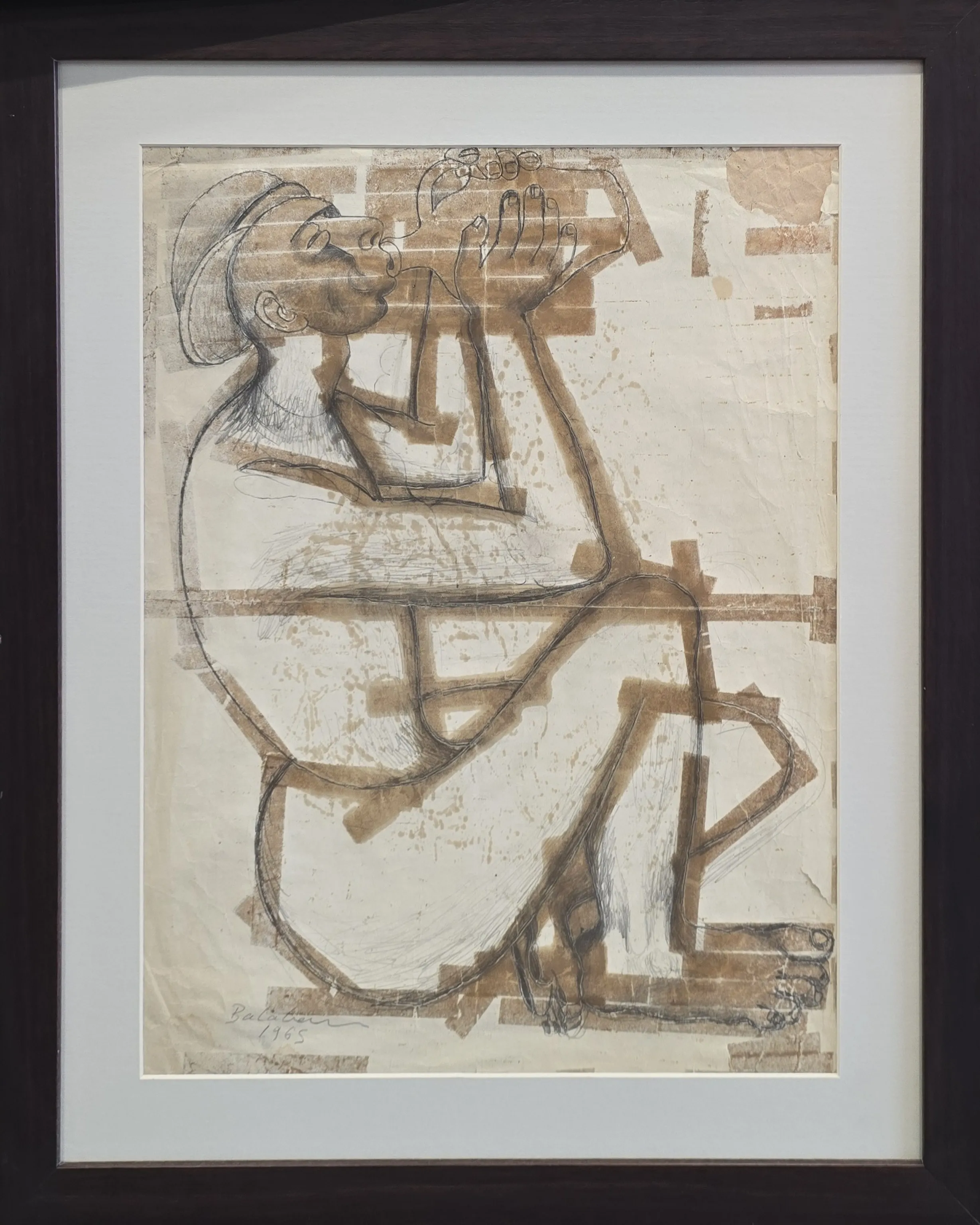 "Su Içen Adam" eseri İBRAHİM BALABAN tarafından 1965 yılında 50x40 cm ölçülerinde Kağıt üzeri desen tekniği ile yapılmıştır.