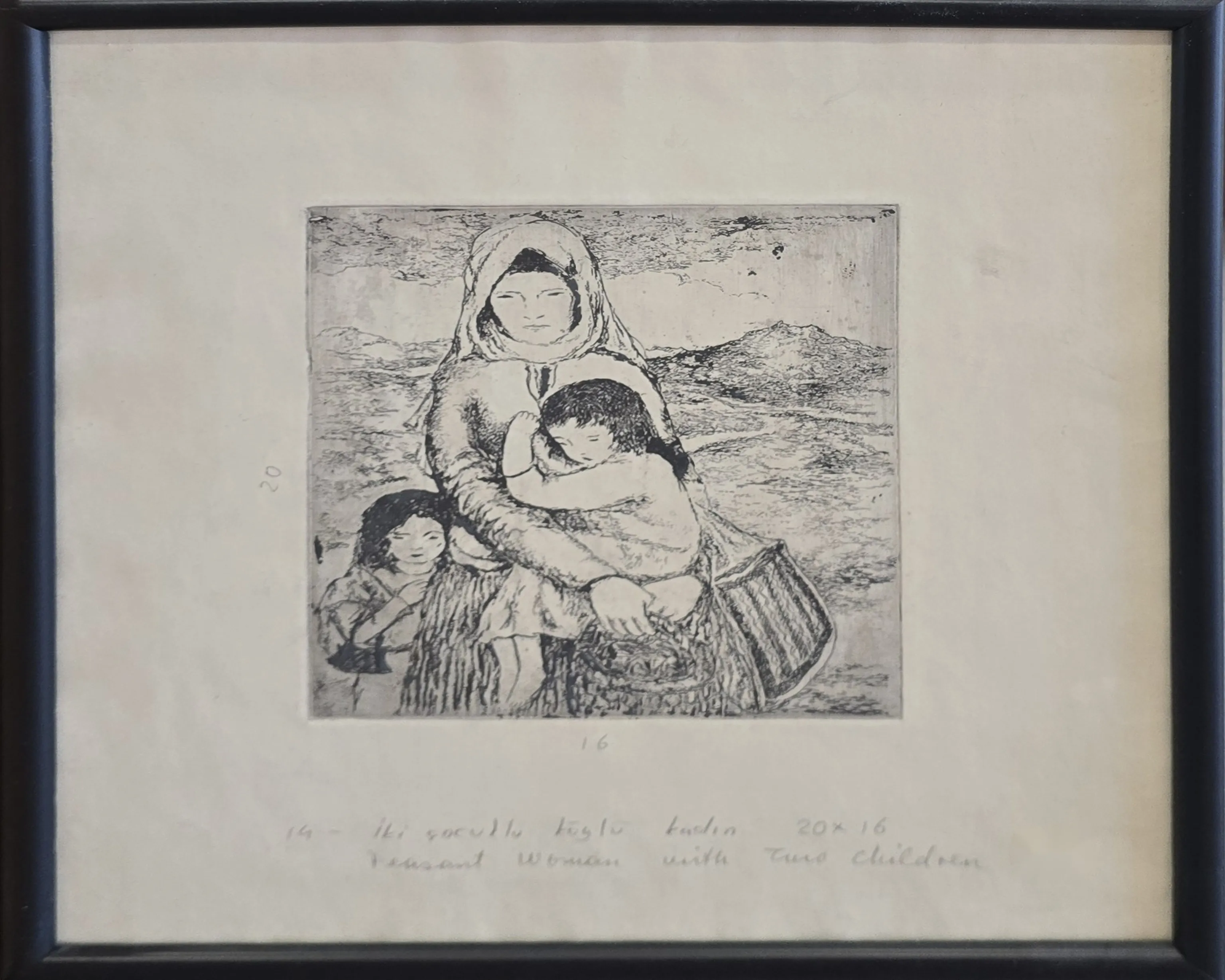 "İki Çocuklu Köylü Kadın" eseri TURGUT ZAİM tarafından 16x20 cm ölçülerinde Gravür tekniği ile yapılmıştır.