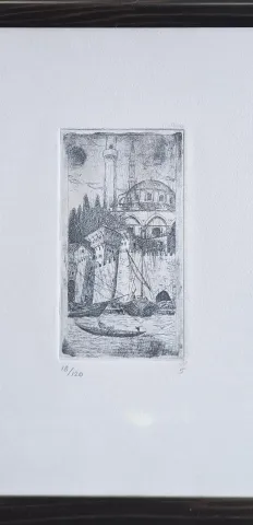 TURGUT ZAİM — “Kayıklar” "Kayıklar" eseri TURGUT ZAİM tarafından 15.5x7.5 cm ölçülerinde Gravür (Ed. 18/120) tekniği ile yapılmıştır.