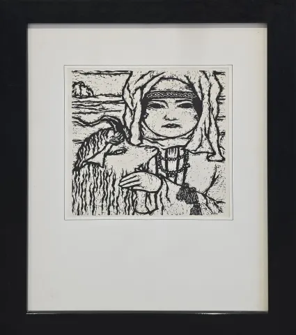 TURGUT ZAİM — “Tiftik Keçisi Ve Kadın” "Tiftik Keçisi Ve Kadın" eseri TURGUT ZAİM tarafından 26x23 cm ölçülerinde Gravür tekniği ile yapılmıştır.