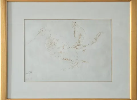ZEKİ FAİK İZER — “Kuşlar”, 1979 "Kuşlar" eseri ZEKİ FAİK İZER tarafından 1979 yılında 20.5x28 cm ölçülerinde Kağıt üzeri Tükenmez Kalem tekniği ile yapılmıştır.