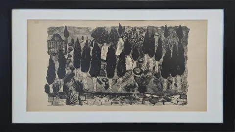 "Mezarlık (Paris)" eseri FÜREYA KORAL tarafından 1951 yılında 31x55 cm ölçülerinde Gravür (Ed. 3/12) tekniği ile yapılmıştır.