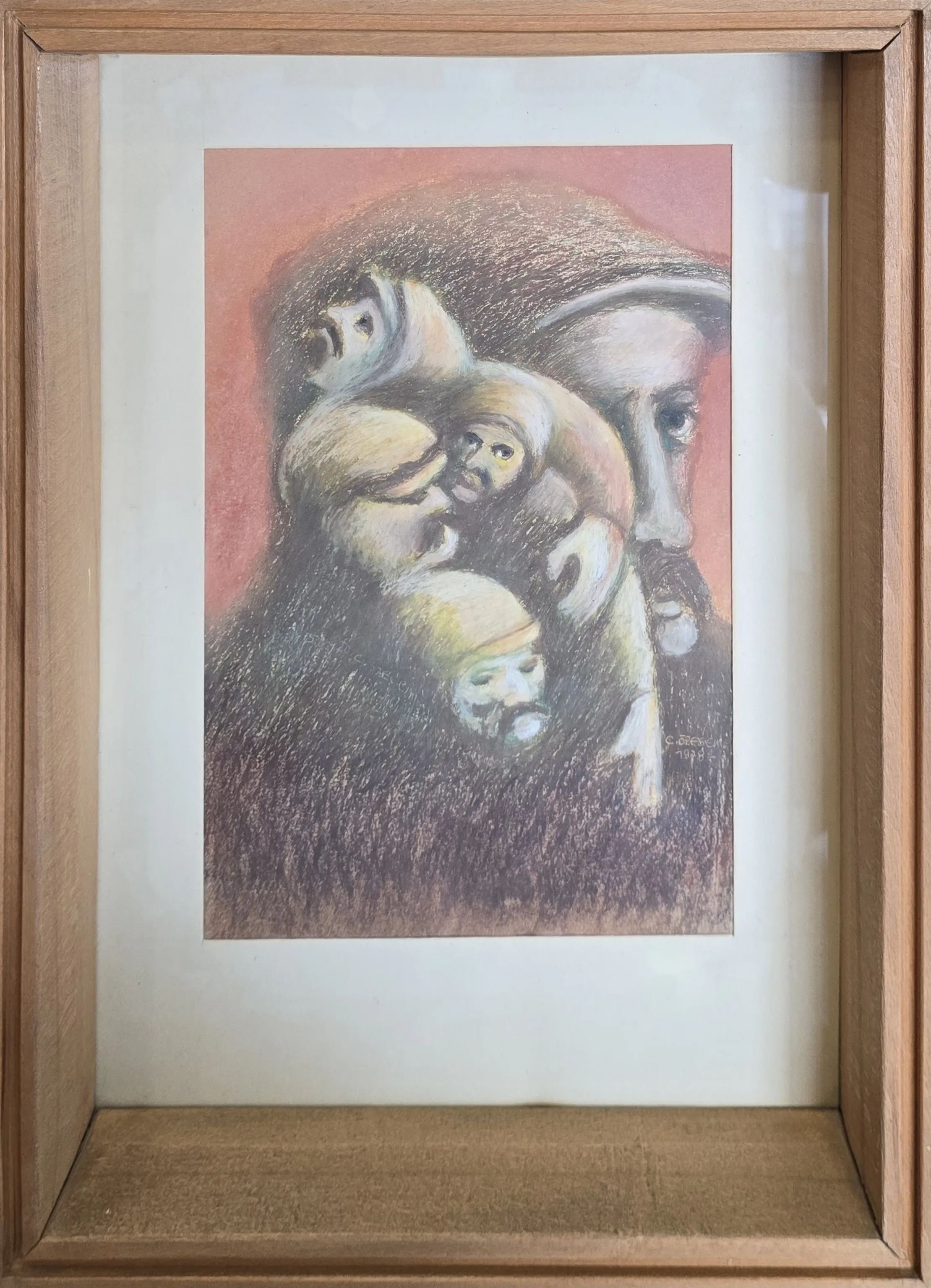 "İşçiler" eseri CİHAT ÖZEGEMEN tarafından 1978 yılında 36x26 cm ölçülerinde Kağıt üzeri pastel boya tekniği ile yapılmıştır.