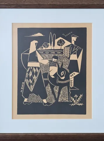 MUAMMER BAKIR — “İsimsiz” "İsimsiz" eseri MUAMMER BAKIR tarafından 31x23 cm ölçülerinde Ağaç Baskı tekniği ile yapılmıştır.