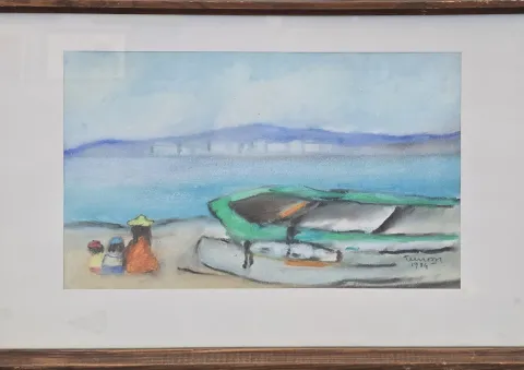 TUNCAY BETİL — “Denizi seyredenler”, 1984 "Denizi seyredenler" eseri TUNCAY BETİL tarafından 1984 yılında 24x34 cm ölçülerinde Kağıt üzeri karışık teknik tekniği ile yapılmıştır.