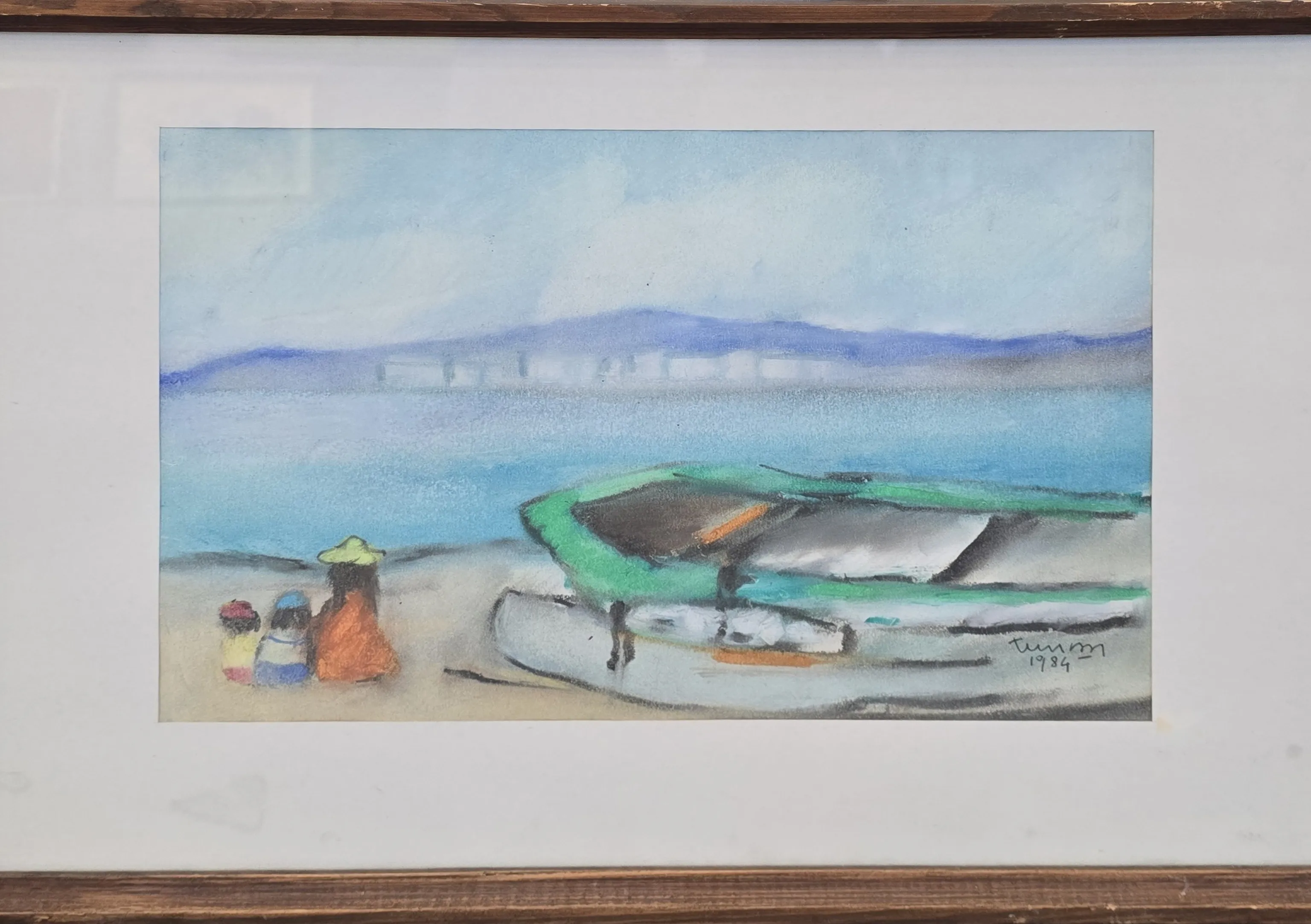 "Denizi seyredenler" eseri TUNCAY BETİL tarafından 1984 yılında 24x34 cm ölçülerinde Kağıt üzeri karışık teknik tekniği ile yapılmıştır.