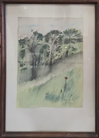 TUNCAY BETİL — “Manzara”, 1984 "Manzara" eseri TUNCAY BETİL tarafından 1984 yılında 35x25 cm ölçülerinde Kağıt üzeri karışık teknik tekniği ile yapılmıştır.