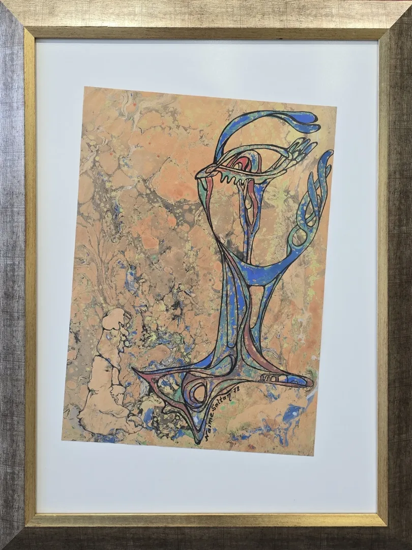 yakınlaştır "İsimsiz" eseri NAİME SALTAN tarafından 40x30 cm ölçülerinde Kağıt üzeri batik tekniği ile yapılmıştır.