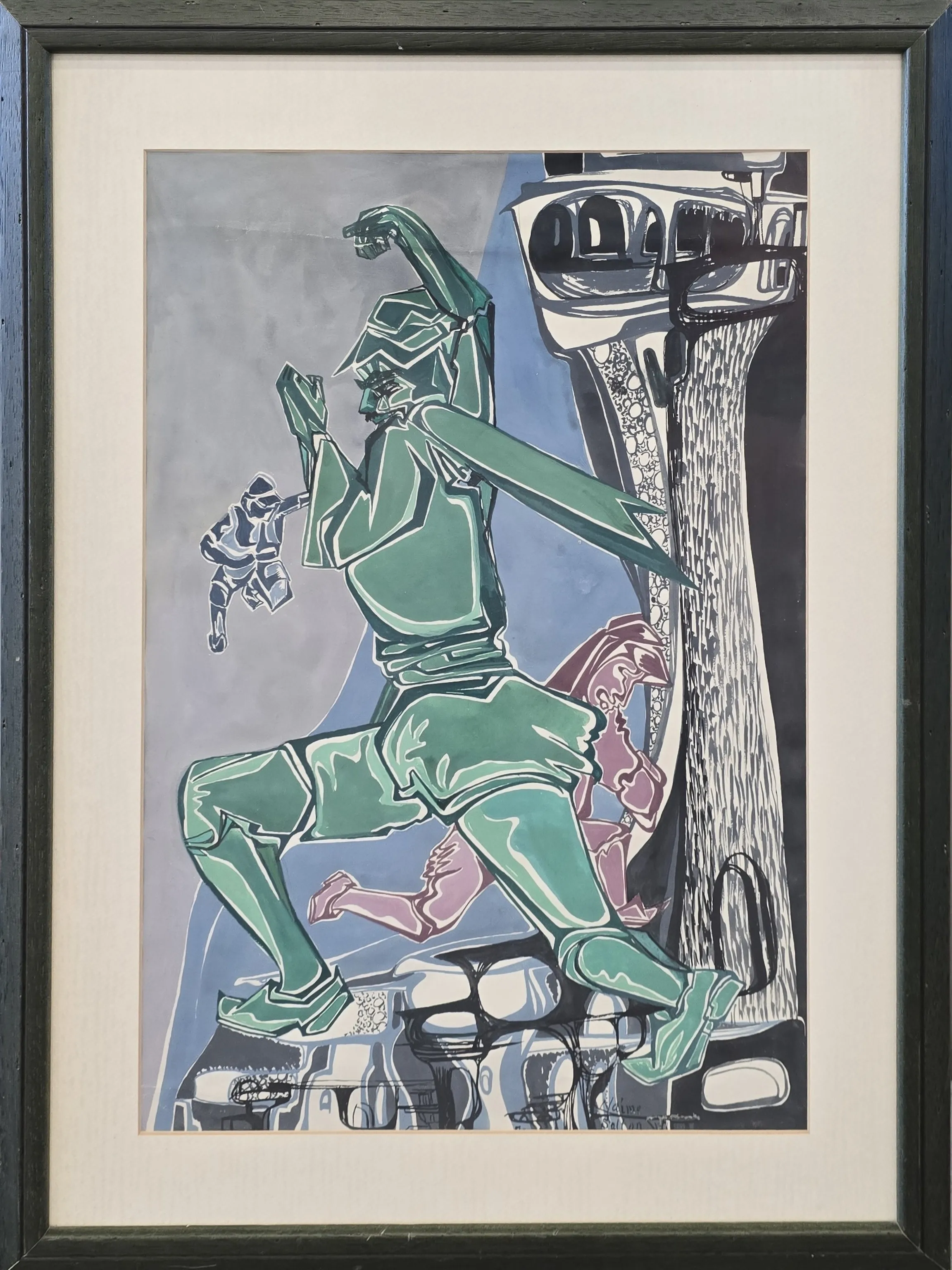 "Danseden Efeler" eseri NAİME SALTAN tarafından 40x30 cm ölçülerinde Kağıt üzeri batik ve karışık teknik tekniği ile yapılmıştır.