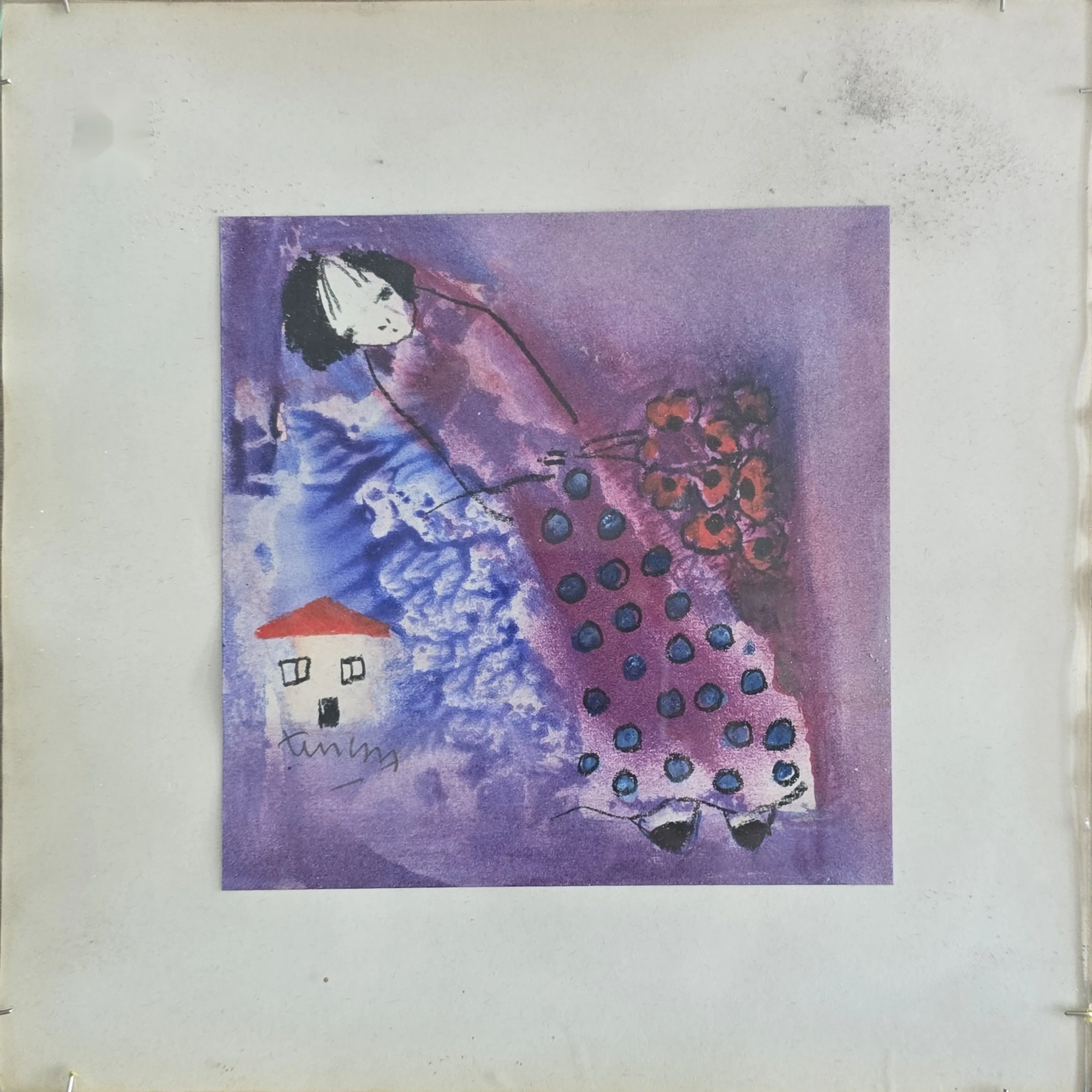 "Çocuk ve ev" eseri TUNCAY BETİL tarafından 1984 yılında 15x15 cm ölçülerinde Kağıt üzeri karışık teknik tekniği ile yapılmıştır.