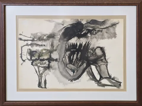 "İsimsiz" eseri NAİME SALTAN tarafından 30x40 cm ölçülerinde Kağıt üzeri çini mürekkebi tekniği ile yapılmıştır.