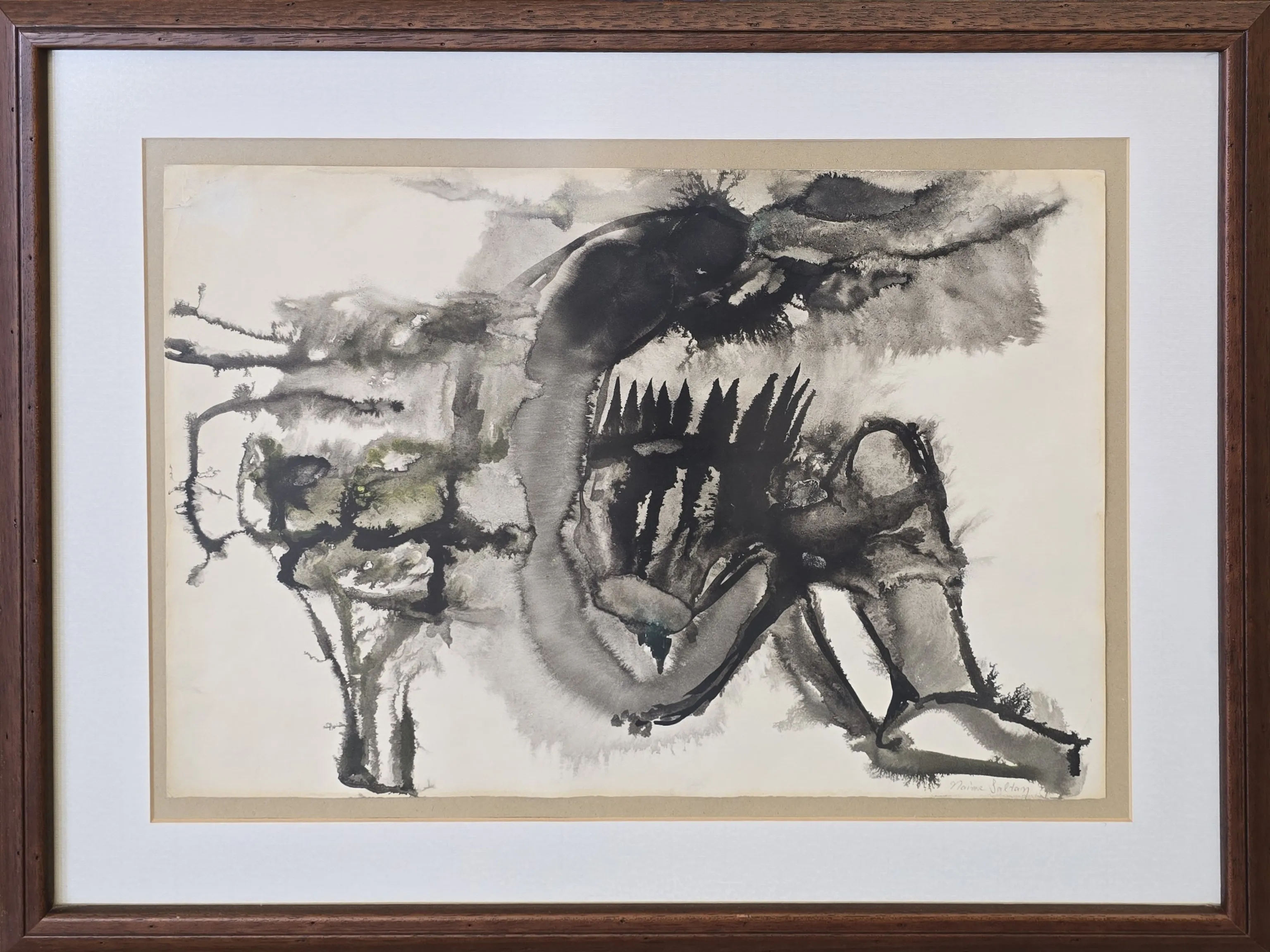 "İsimsiz" eseri NAİME SALTAN tarafından 30x40 cm ölçülerinde Kağıt üzeri çini mürekkebi tekniği ile yapılmıştır.