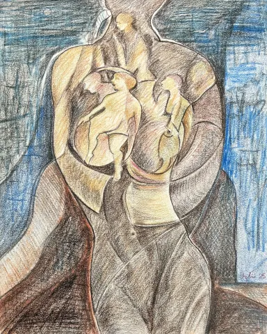 NECMETTİN ÖZLÜ — “Tors”, 2025 "Tors" eseri NECMETTİN ÖZLÜ tarafından 2025 yılında 30x24 cm ölçülerinde Kağıt üzeri kurşun kalem, kuru boya, tuvale marufle tekniği ile yapılmıştır.