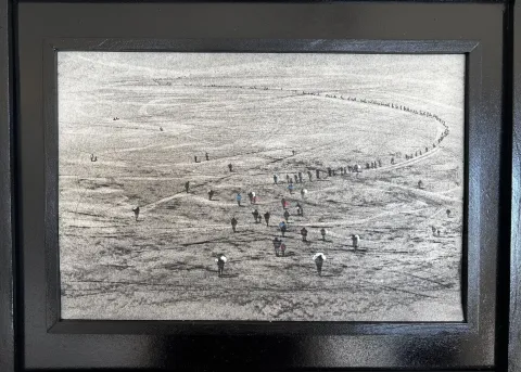SALİH ÇAKAR — “Göç serisi”, 2026 "Göç serisi" eseri SALİH ÇAKAR tarafından 2026 yılında 25x35 cm ölçülerinde Kağıt üzeri karışık teknik tekniği ile yapılmıştır.