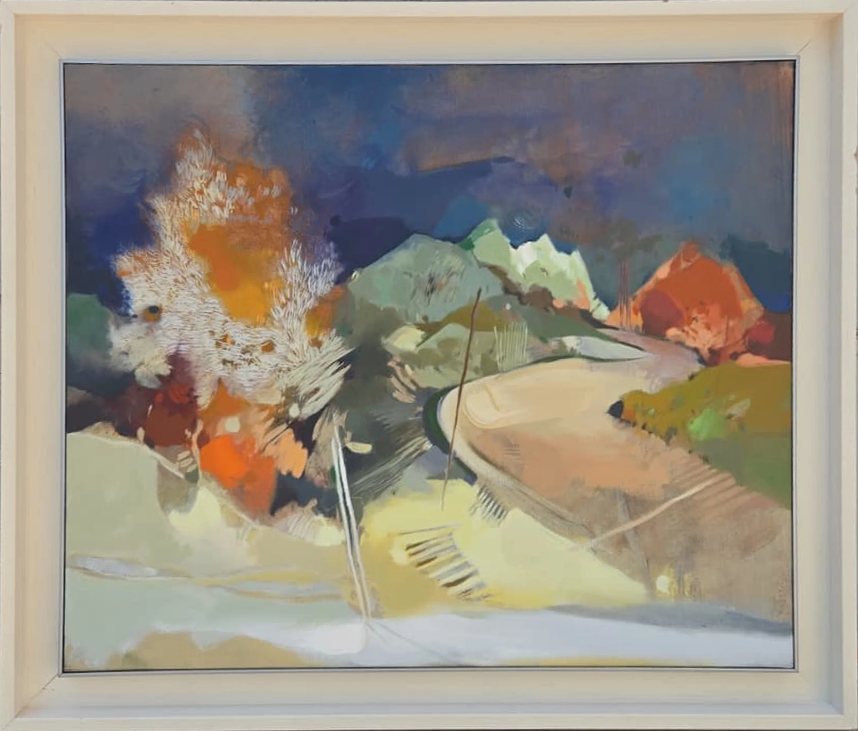 "Soyutlama" eseri HAKAN ESMER tarafından 2008 yılında 50x60 cm ölçülerinde Tuval üzeri yağlı boya tekniği ile yapılmıştır.