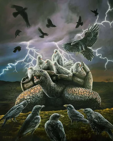 ALİ FATİH KÜÇÜKOSMANOĞLU — “Enkaz”, 2023 "Enkaz" eseri ALİ FATİH KÜÇÜKOSMANOĞLU tarafından 2023 yılında 150x120 cm ölçülerinde Tuval üzeri yağlı boya tekniği ile yapılmıştır.