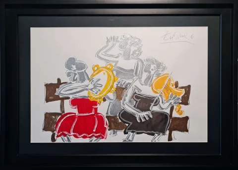 ADNAN TURANİ — “Müzisyenler Trio”, 2006 "Müzisyenler Trio" eseri ADNAN TURANİ tarafından 2006 yılında 50x70 cm ölçülerinde Kağıt üzeri karışık teknik tekniği ile yapılmıştır.