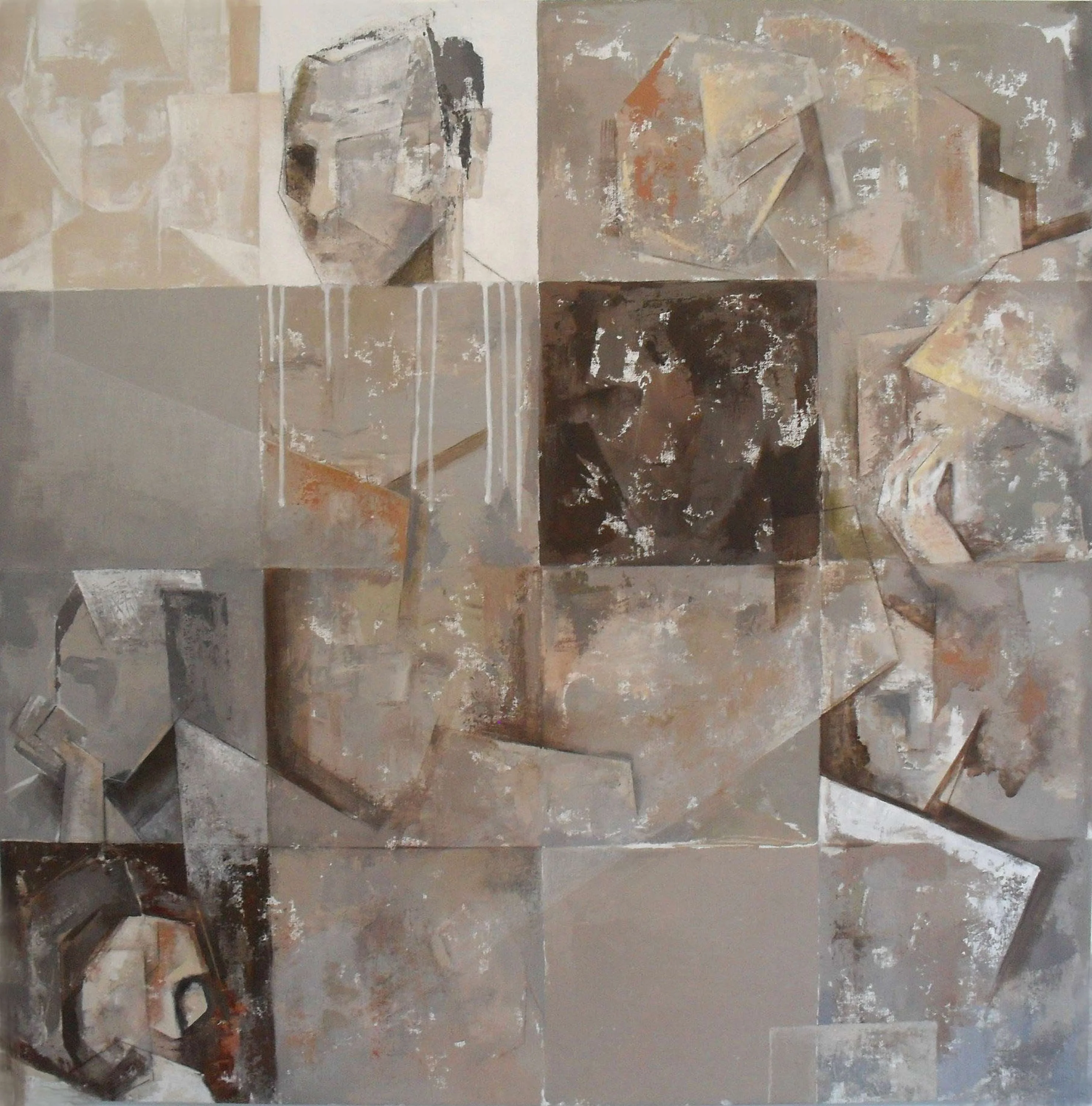 "Parçalar" eseri EVREN TEMEL tarafından 2011 yılında 100x100 cm ölçülerinde Tuval üzeri yağlı boya tekniği ile yapılmıştır.