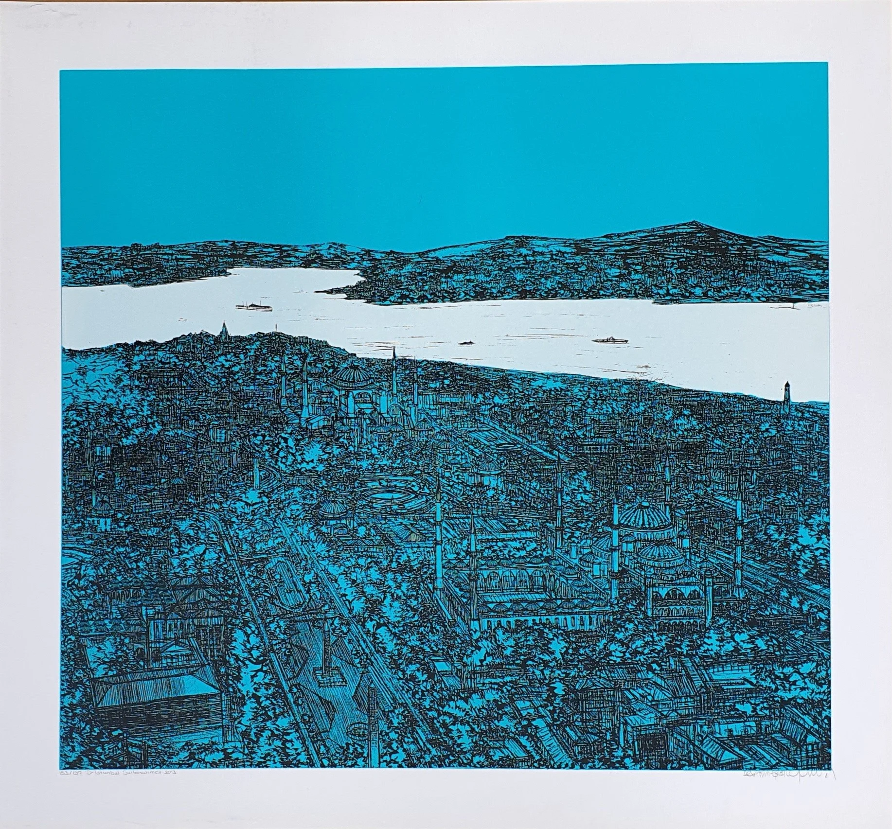 "İstanbul Sultanahmet" eseri DEVRİM ERBİL tarafından 2013 yılında 70x70 cm ölçülerinde Serigrafi tekniği ile yapılmıştır.